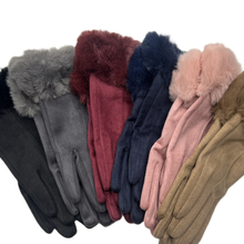 Load image into Gallery viewer, Microfiber Touch Gloves with Faux Fur Cuff
