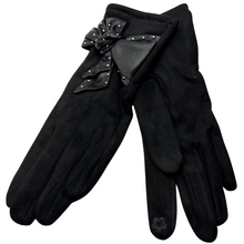 Load image into Gallery viewer, Microfiber Touch Glove with Vegan Bow &amp; Nailheads
