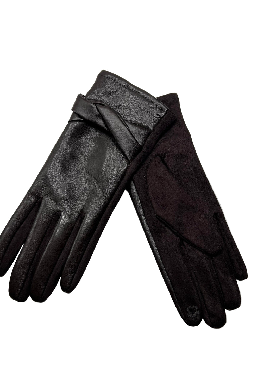 Vegan Leather Twist Touch Glove