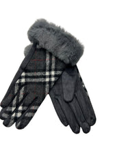 Load image into Gallery viewer, Plaid Touch Glove with Faux Fur Cuff

