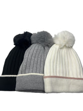 Load image into Gallery viewer, Ribbed Sherpa Lined Beanie with Pom
