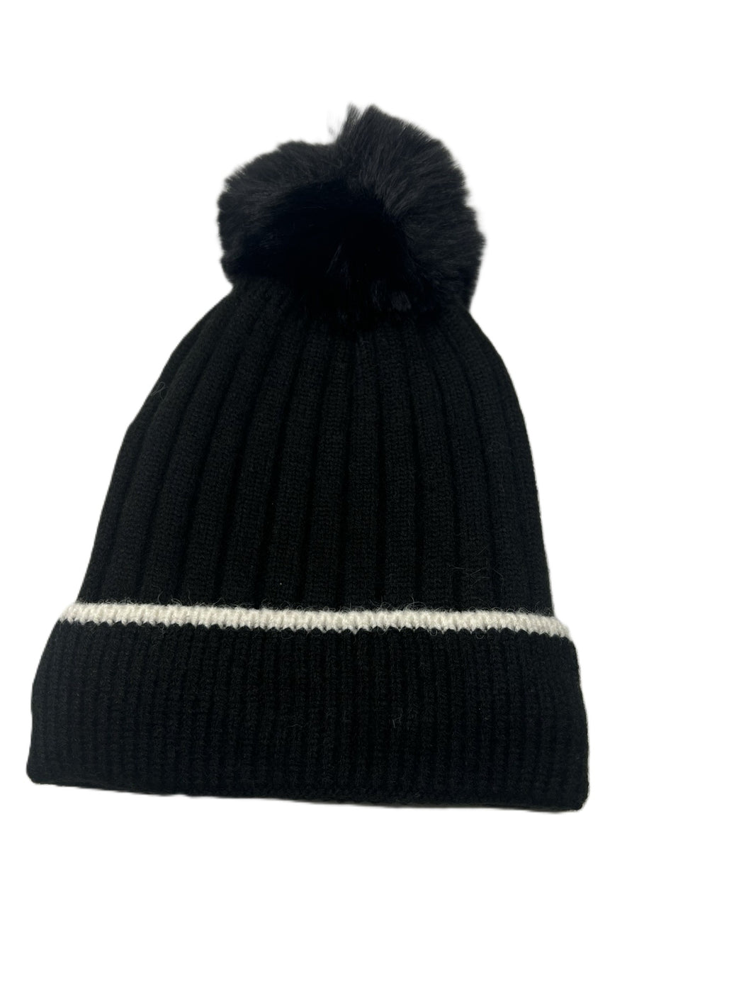 Ribbed Sherpa Lined Beanie with Pom