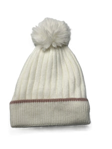 Ribbed Sherpa Lined Beanie with Pom