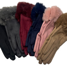 Load image into Gallery viewer, Microfiber Touch Gloves with Faux Fur Cuff
