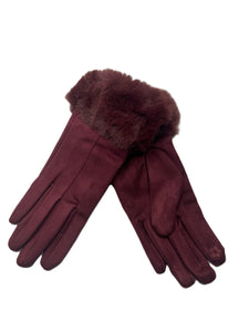 Microfiber Touch Gloves with Faux Fur Cuff