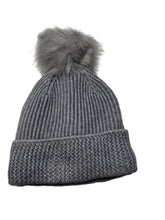 Load image into Gallery viewer, Sherpa Lined Ribbed Cuffed Beanie with Pom

