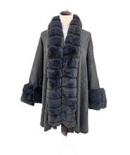 Load image into Gallery viewer, Plush Faux Fur Trimmed Cape
