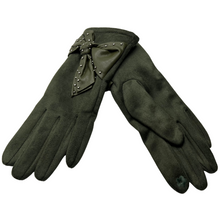 Load image into Gallery viewer, Microfiber Touch Glove with Vegan Bow &amp; Nailheads
