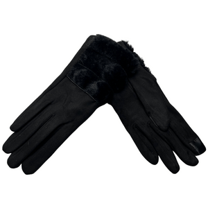 Microfiber Suede Touch Gloves with Faux Fur Cuff