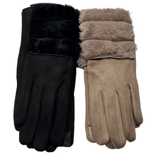 Load image into Gallery viewer, Microfiber Suede Touch Gloves with Faux Fur Cuff
