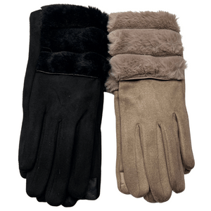 Microfiber Suede Touch Gloves with Faux Fur Cuff