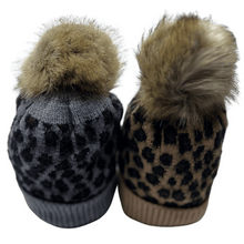 Load image into Gallery viewer, Leopard Print Cuffed Beanie with PomPom
