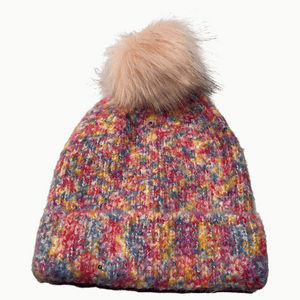 Multi Colored Cuffed PomPom Beanie