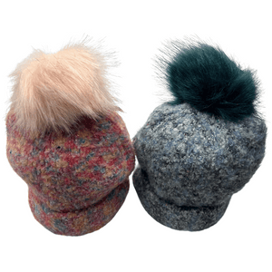 Multi Colored Cuffed PomPom Beanie