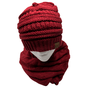 Solid Cable Knit Infinity Scarf - The Glove Lady