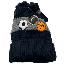 Load image into Gallery viewer, Sports Motif Cuff Hat with PomPom &amp; Mittens - The Glove Lady
