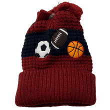 Load image into Gallery viewer, Sports Motif Cuff Hat with PomPom &amp; Mittens - The Glove Lady
