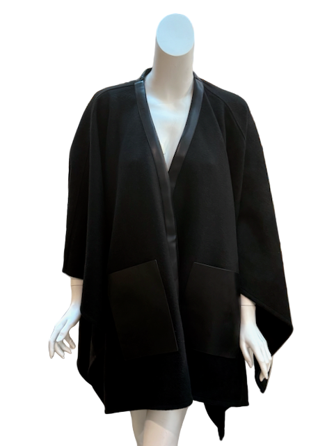 Wrap with Vegan Leather Trim and Pockets