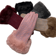 Load image into Gallery viewer, Lined Touch Gloves with Faux Fur Cuff
