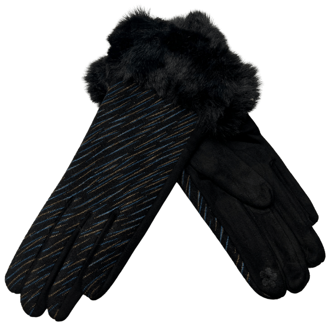 Lined Touch Gloves with Faux Fur Cuff