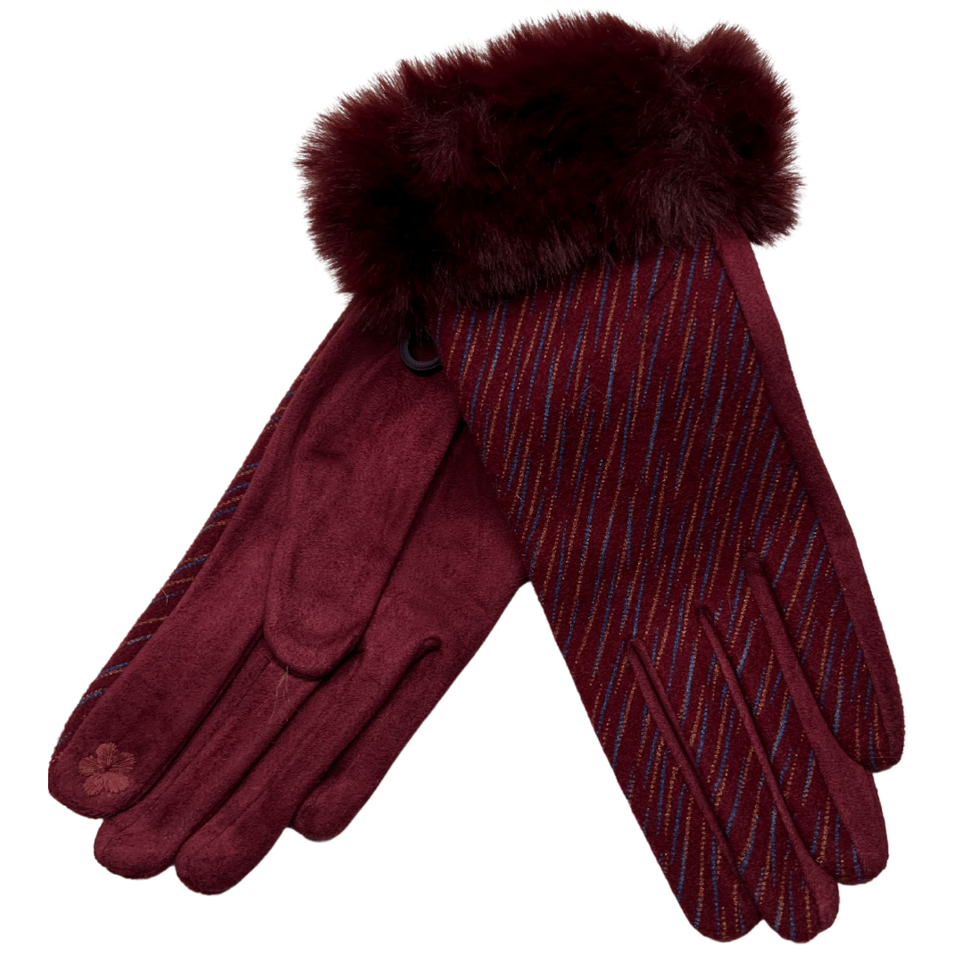 Lined Touch Gloves with Faux Fur Cuff – The Glove Lady