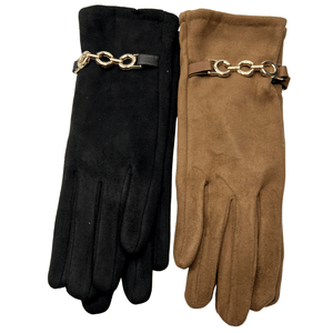 Suede Touch Glove with Gold Chain