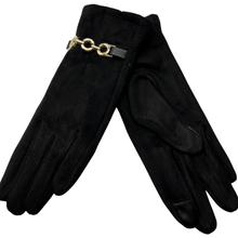 Load image into Gallery viewer, Suede Touch Glove with Gold Chain
