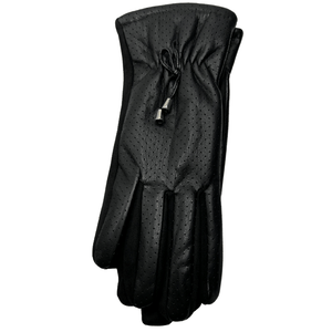 Vegan Perforated Touch Glove with Cinched Wrist