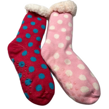 Load image into Gallery viewer, Polka Dot Fuzzy Lined Slipper Socks with Gripper Sole
