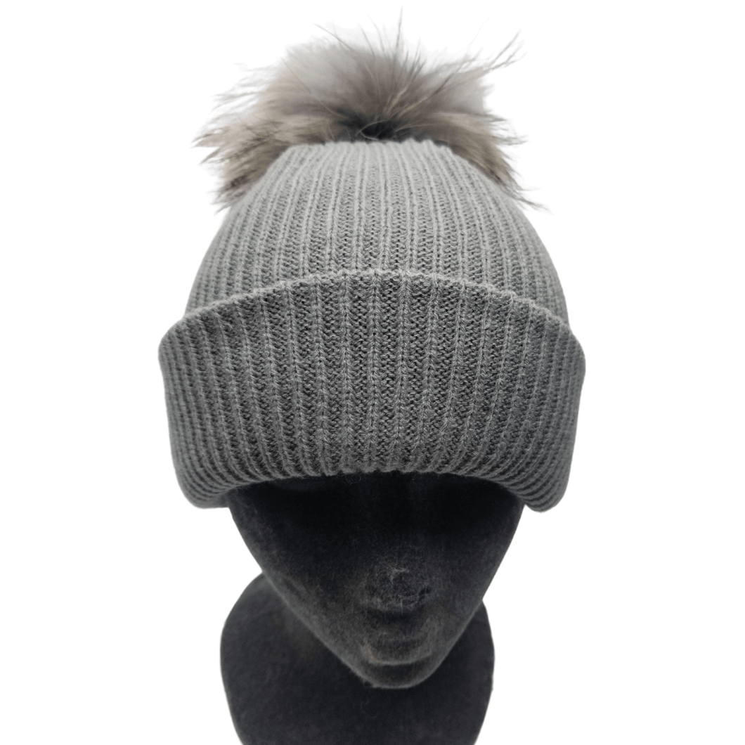 Acrylic Hat with Rabbit Fur PomPom - The Glove Lady