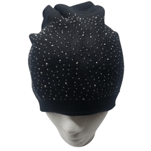 Load image into Gallery viewer, Stretch Fitted Beanie with Rhinestones and Gusseted Back
