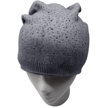 Load image into Gallery viewer, Stretch Fitted Beanie with Rhinestones and Gusseted Back
