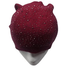 Load image into Gallery viewer, Stretch Fitted Beanie with Rhinestones and Gusseted Back
