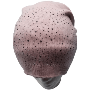 Stretch Fitted Beanie with Rhinestones and Gusseted Back